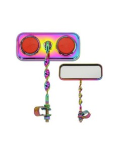 Rectangle Flat Twisted Mirror Oil Slik Red Reflectors.